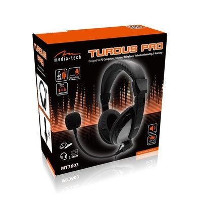 Ακουστικά Stereo Media-Tech TURDUS PRO MT3603 με Διπλό Κονέκτορα 3.5mm και Ρυθμιζόμενο Μικρόφωνο Μαύρο