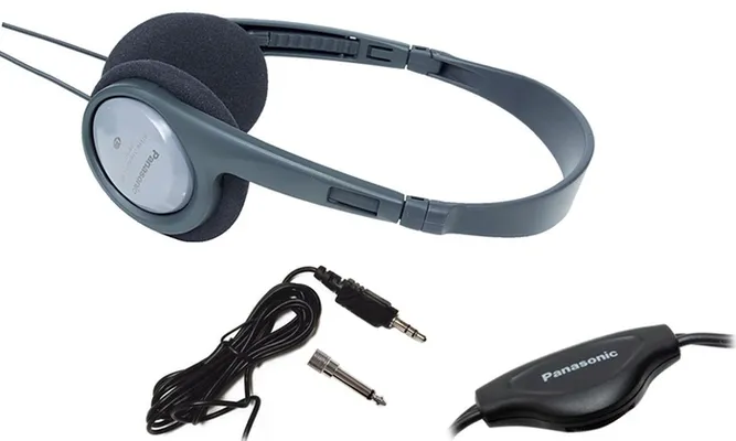 Ακουστικά Stereo Panasonic RP-HT090 3.5mm / 6.3mm Κατάλληλο Για Τηλεοράσεις Με Μήκος Καλωδίου 5m Γκρι