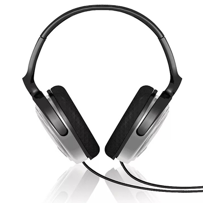 Ακουστικά Stereo TV Philips SHP2500 3.5 mm Ασημί - Μαύρo με Αντάπτορα 6.3 mm και Καλώδιο 6 m για Συσκευές Ήχου