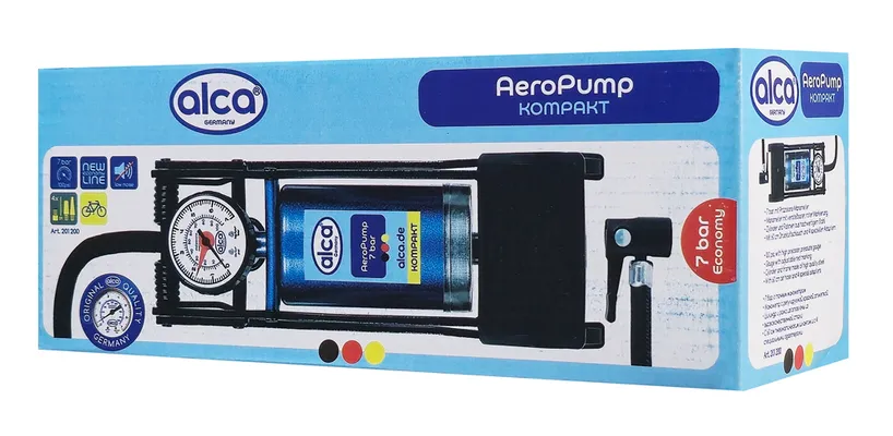 ALCA τρόμπα ποδιού 201200 με μανόμετρο, 100PSI, μπλε