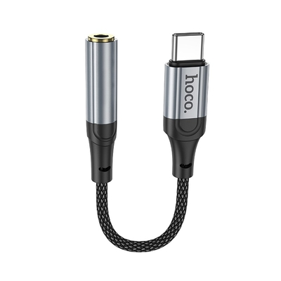Αντάπτορας Hoco LS36 Fresh USB-C to 3.5mm Hi-Fi Braided 12cm Μαύρος