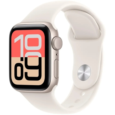 Apple Watch SE 3 (2025) Aluminum 44mm GPS NFC 5 ATM Aluminum Case Starlight με Sport Band Starlight
