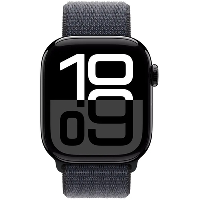 Apple Watch Series 10 4G 46mm GPS eSIM NFC IP6X  Aluminum Case Jet Black με Sport Loop Black Ink