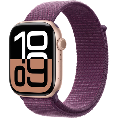 Apple Watch Series 10 4G 46mm GPS eSIM NFC IP6X Aluminum Case Rose Gold με Plum Sport Loop