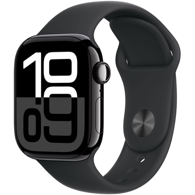 Apple Watch Series 10 Aluminum 42mm GPS NFC IP6X Aluminum Case Jet Black με Sport Band Black