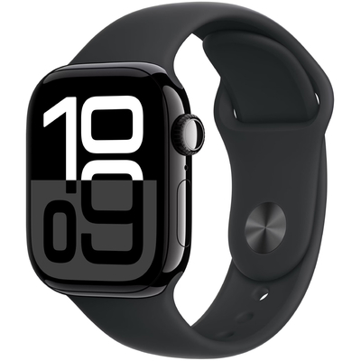 Apple Watch Series 10 Aluminum 42mm GPS NFC IP6X Aluminum Case Jet Black με Sport Band Black