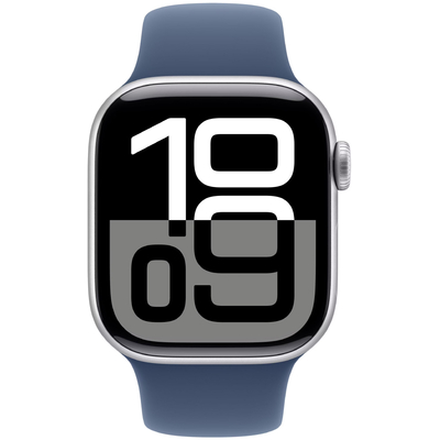 Apple Watch Series 10 Aluminum 42mm GPS NFC IP6X  Aluminum Case Silver με Sport Band Denim