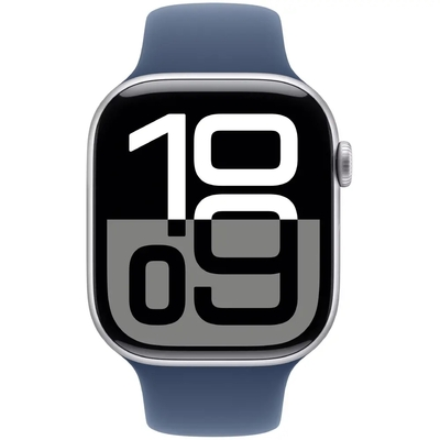 Apple Watch Series 10 Aluminum 42mm GPS NFC IP6X  Aluminum Case Silver με Sport Band Denim