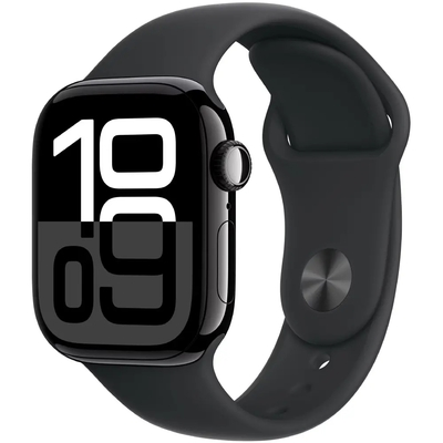 Apple Watch Series 10 Aluminum 46mm GPS NFC IP6X Aluminum Case Jet Black με Black Sport Band