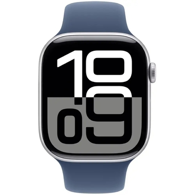 Apple Watch Series 10 Aluminum 46mm GPS NFC IP6X Aluminum Case Silver με Sport Band Denim