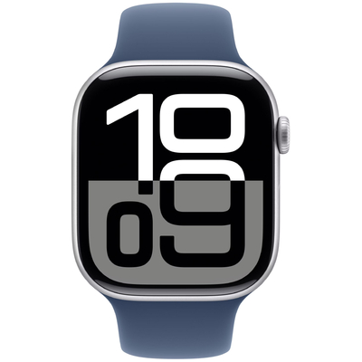 Apple Watch Series 10 Aluminum 46mm GPS NFC IP6X Aluminum Case Silver με Sport Band Denim
