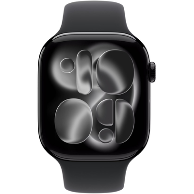 Apple Watch Series 11 (2025) Aluminum 46mm GPS NFC IP6X  Aluminum Case Jet Black με Sport Band Black