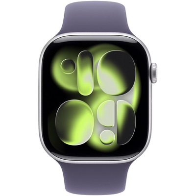 Apple Watch Series 11 (2025) Aluminum 46mm GPS NFC IP6X  Aluminum Case Silver με Sport Band Purple Fog