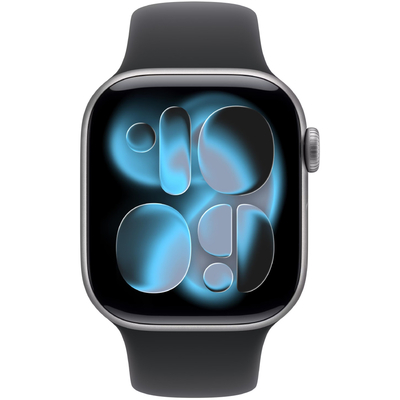 Apple Watch Series 11 (2025) Aluminum 46mm GPS NFC IP6X Aluminum Case Space Grey με Sport Band Black