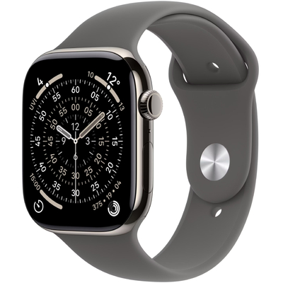 Apple Watch Series 11 5G (2025) Aluminum 46mm GPS eSIM NFC IP6X Aluminum Case Natural με Stone Grey Sport Band