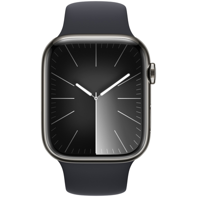 Apple Watch Series 9 45mm GPS NFC IP6X Stainless Steel Case Graphite με Midnight Sport Band