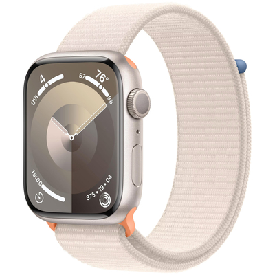 Apple Watch Series 9 Aluminum 45mm GPS NFC IP6X Aluminum Case Starlight με Starlight Sport Loop