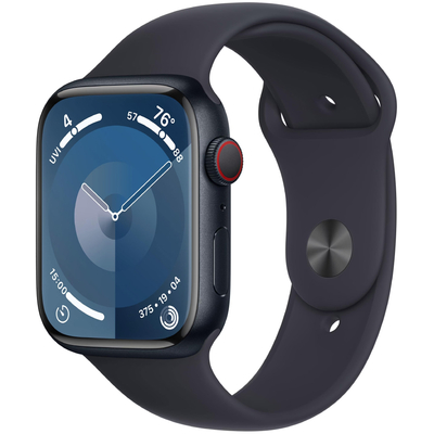 Apple Watch Series 9 Aluminum 45mm GPS NFC IP6X Stainless Steel Case Midnight με Midnight Sport Band