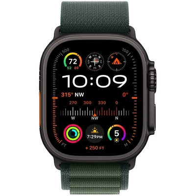 Apple Watch Ultra 2 49mm GPS eSIM NFC IP6X Titanium Case με Dark Green Alpine Loop