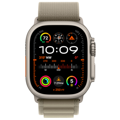 Apple Watch Ultra 2 49mm GPS eSIM NFC IP6X Titanium Case με Olive Alpine Loop