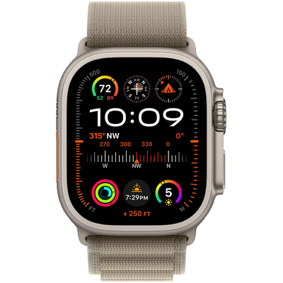 Apple Watch Ultra 2 49mm GPS eSIM NFC IP6X Titanium Case με Olive Alpine Loop