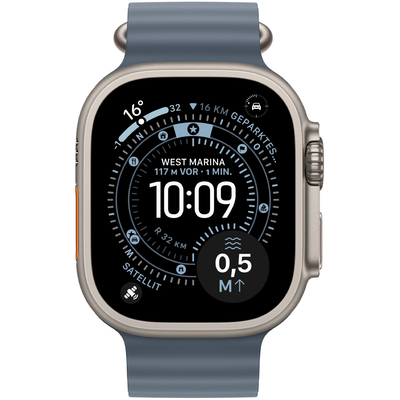 Apple Watch Ultra 3 49mm GPS eSIM NFC IP6X Natural Titanium Case με Anchor Blue Ocean Band