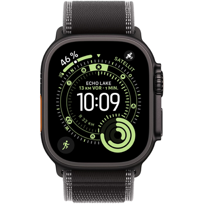 Apple Watch Ultra 3 49mm GPS eSIM NFC IP6X Titanium Case Black με Charcoal Trail Loop