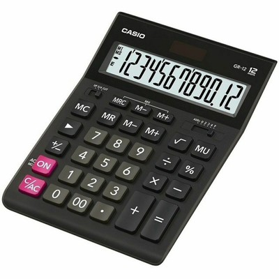 Αριθμομηχανή Dual 12 Ψηφίων LCD Display Casio GR-12-W-EP Μαύρο