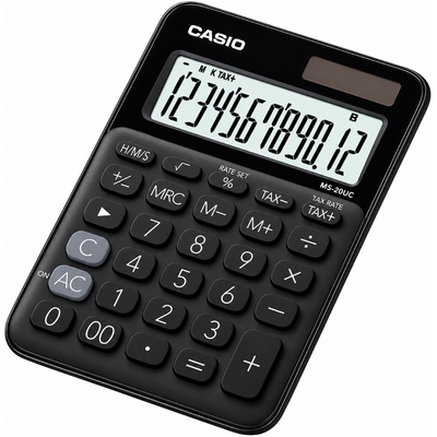 Αριθμομηχανή Dual 12 Ψηφίων LCD Display Casio MS-20UC-BK Μαύρη
