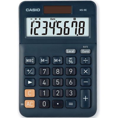 Αριθμομηχανή Dual 8 Ψηφίων LCD Display Casio MS-8E Μπλε