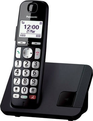 Ασύρματο Ψηφιακό Τηλέφωνο Panasonic KX-TGE250 EU με Πλήκτρο Αποκλεισμού Κλήσεων και Ανοιχτή Ακρόαση Μαύρο