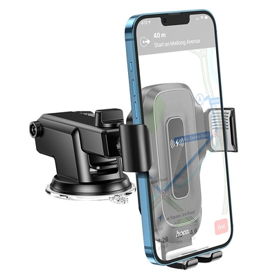 Βάση Στήριξης Αυτοκινήτου Hoco HW3 Wise με Wireless Charger έως 15W USB-C και Επεκτεινόμενο Βραχίονα Μαύρη 4.5"-7"