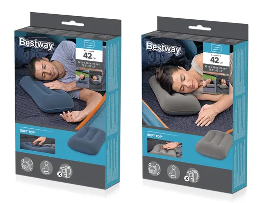 BESTWAY φουσκωτό μαξιλαράκι 67121, 42x26x10cm, διάφορα χρώματα, 1τμχ