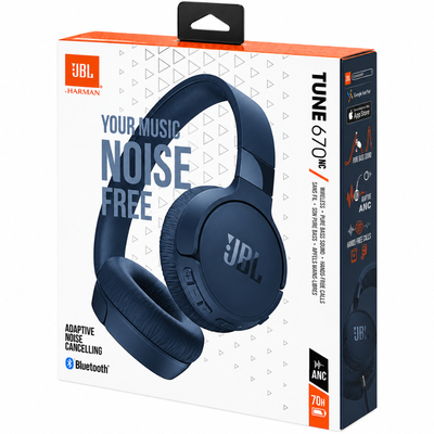 Bluetooth Ακουστικά Stereo JBL Tune 670NC Pure Bass Sound με ANC έως 70h Playtime και Quick Charge Μπλε