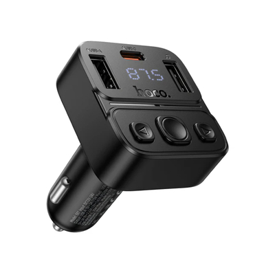 Bluetooth FM Transmitter Hoco E87 Delta 35W με 2xUSB-A και 1xUSB-C PD20W BT5.4 Υποστηρίζει Αναπαραγωγή Μουσικής απο USB και Απάντηση Κλήσεων