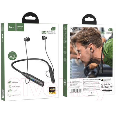 Bluetooth Hands Free Hoco. DM37 Sky Neckband Magnetic v5.3 380mAh 40 Ώρες Αναπαραγωγής και LED Ένδειξη Μπαταρίας Μαύρα