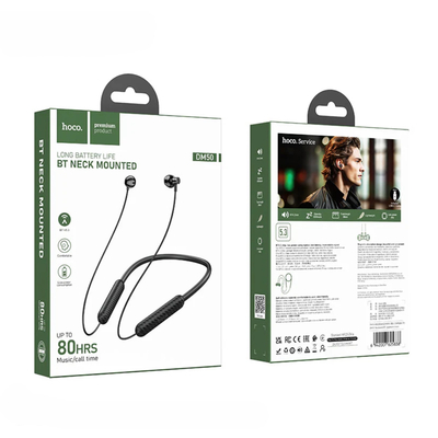 Bluetooth Hands Free Hoco. DM50 Neckband Lightweight v5.3 με Μεγάλη Διάρκεια Μπαταρίας 500mAh 80 Ώρες Αναπαραγωγής Μαύρα
