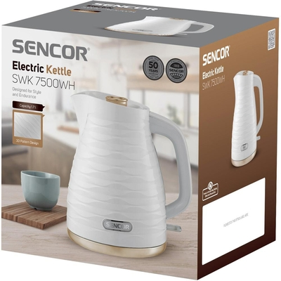 Βραστήρας με 3D Pattern Design 1,7lt 2200W Sencor SWK 7500WH Λευκό