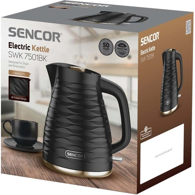 Βραστήρας με 3D Pattern Design 1,7lt 2200W Sencor SWK 7501BK Μαύρο