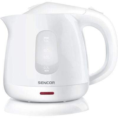 Βραστήρας Sencor SWK 1010WH 1lt 1100W με Αφαιρούμενο Πλενόμενο Φίλτρο Αλάτων Διπλή Ένδειξη Στάθμης και Πλάστικό Σώμα Λευκός