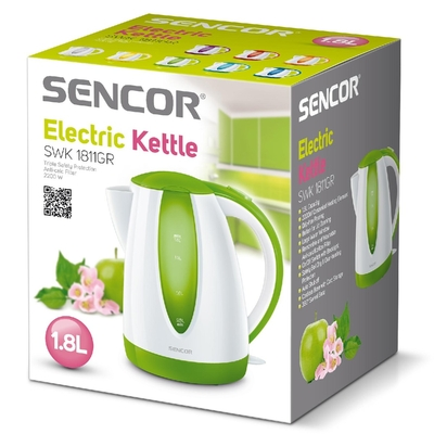 Βραστήρας Sencor SWK 1811GR 1.8lt 2000W με Διπλή Ένδειξη Στάθμης και Πλαστικό Σώμα Πράσινος