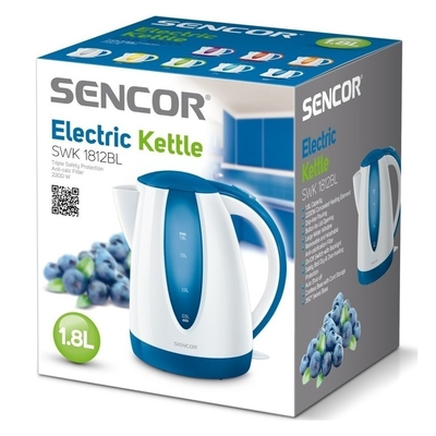 Βραστήρας Sencor SWK 1812BL 1.8lt 2000W με Διπλή Ένδειξη Στάθμης και Πλαστικό Σώμα Μπλε