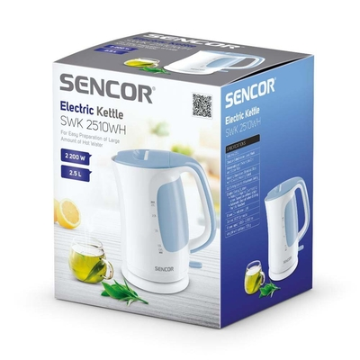 Βραστήρας Sencor SWK 2510WH 2.5lt 2200W με Διπλή Ένδειξη Στάθμης και Πλαστικό Σώμα Λευκός