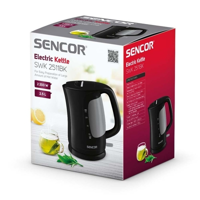 Βραστήρας Sencor SWK 2511BK 2.5lt 2200W με Διπλή Ένδειξη Στάθμης και Πλαστικό Σώμα Μαύρος
