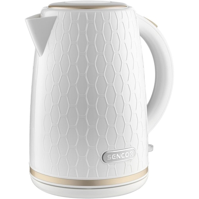 Βραστήρας Sencor SWK 7200WH 1.7lt 2200W με 3D Pattern Design Πλαστικό Σώμα και Αφαιρούμενο Πλενόμενο Φίλτρο Λευκός
