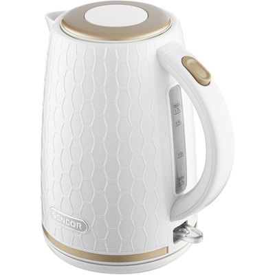 Βραστήρας Sencor SWK 7200WH 1.7lt 2200W με 3D Pattern Design Πλαστικό Σώμα και Αφαιρούμενο Πλενόμενο Φίλτρο Λευκός
