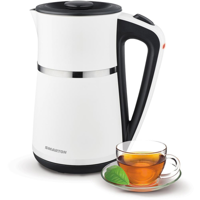 Βραστήρας Smarton WK 620 1.7lt 2200W με Διπλό Τοίχωμα Πλαστικό Σώμα Διακόπτη On/Off και Προστασία Υπερθέρμανσης Ασπρόμαυρος