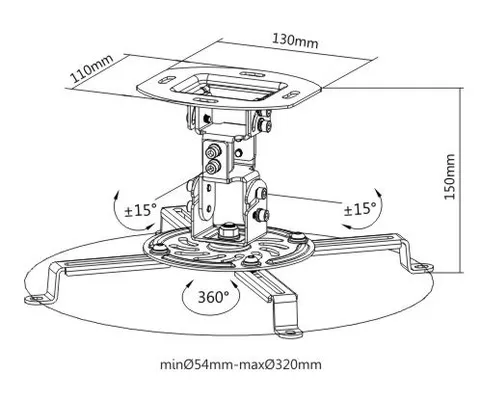 BRATECK Βάση για projectors PRB-18F, οροφής, 360° περιστροφή, έως 13.5kg