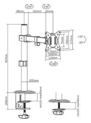 BRATECK βάση γραφείου οθόνης LDT66-C011, 17-32", έως 9kg
