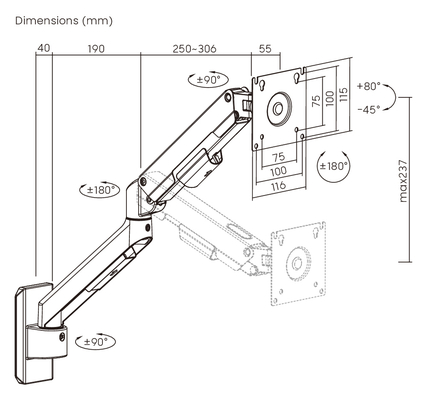 BRATECK επιτοίχια βάση οθόνης LDA113-112, 17-32", έως 9kg